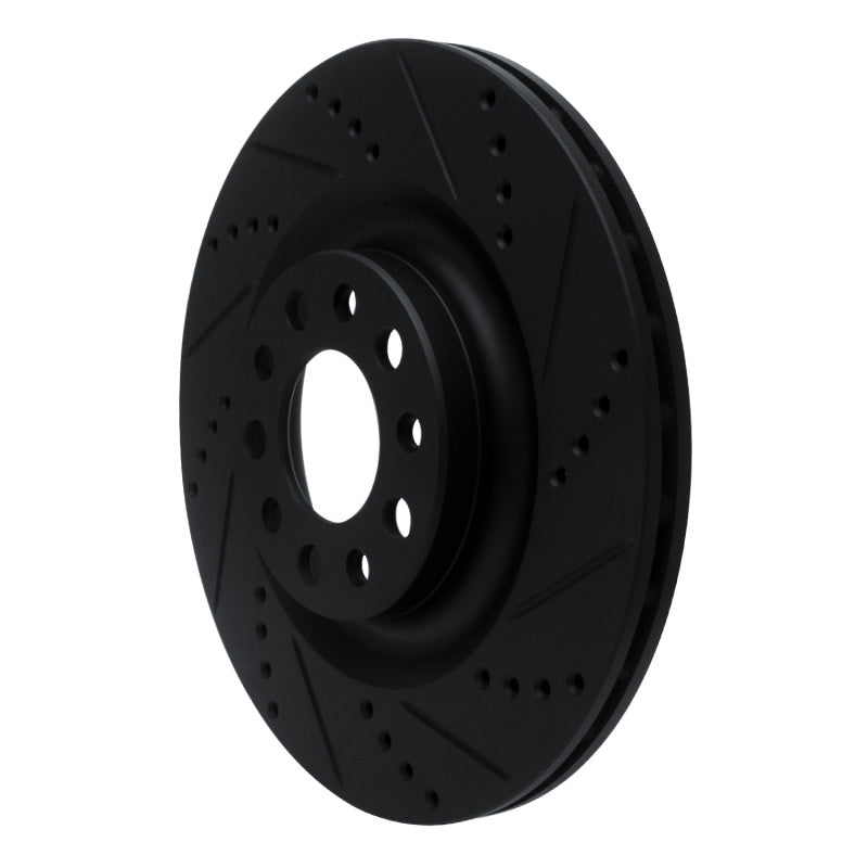 R1 2017-2025 Alfa Romeo Stelvio Rear Right Drilled & Slotted Black Brake Rotor