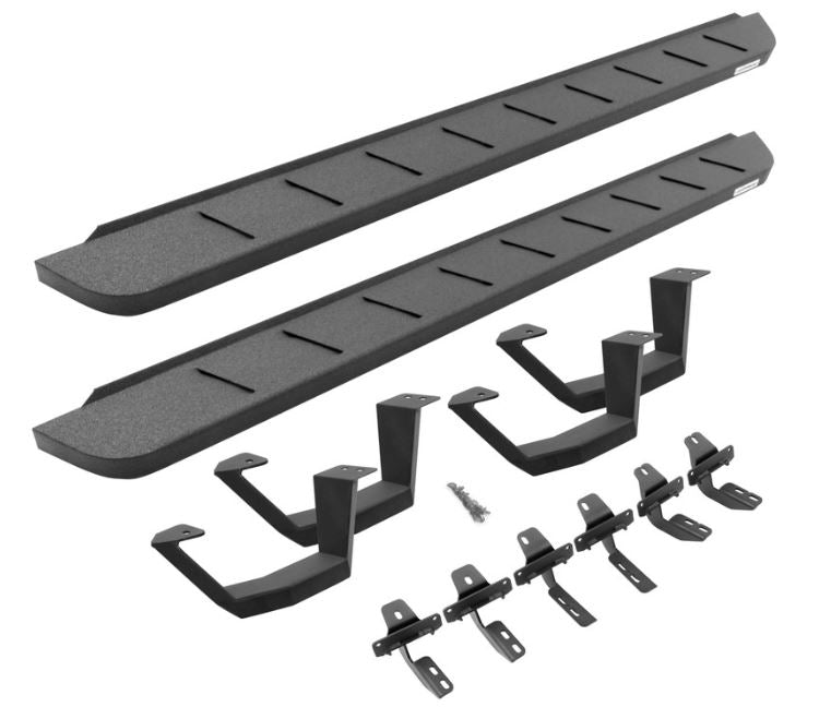 Go Rhino 2022+ Toyota Tundra DC Kit w/RB10 Running Board + Brkts + 4 RB10 Drop Steps - Bedliner Coat (6344358020T)
