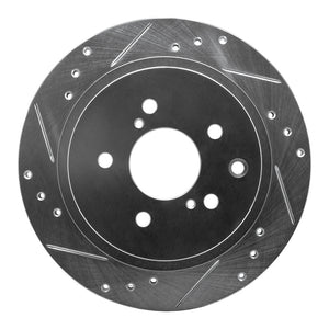 R1 1989-1996 Nissan 300ZX Turbo Rear Left Drilled & Slotted Silver Brake Rotor (EDZ-67034L)