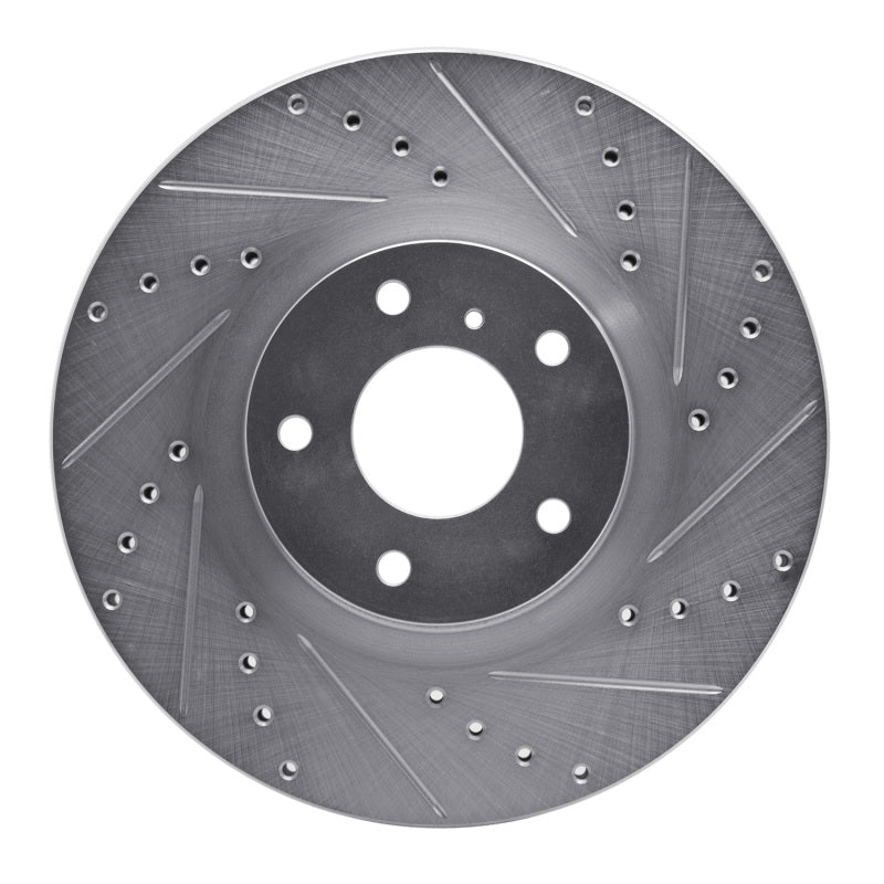 R1 2003-2023 Infiniti M35 Front Right Drilled & Slotted Silver Brake Rotor (EDZ-67052R)