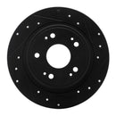 R1 2005-2022 Acura TSX Rear Right Drilled & Slotted Black Brake Rotor