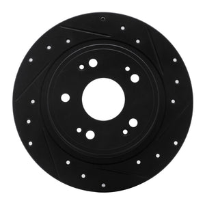 R1 2005-2022 Acura TSX Rear Right Drilled & Slotted Black Brake Rotor (ECB-59032R)