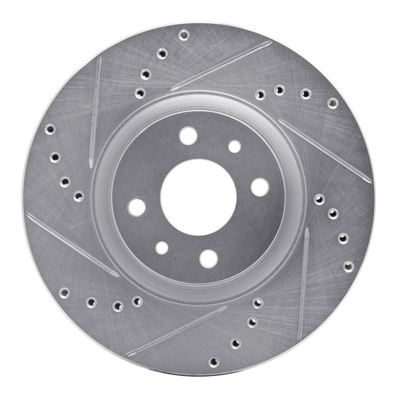 R1 2012-2019 Fiat 500 (USA/Canada) Front Left Drilled & Slotted Silver Brake Rotor (EDZ-07004L)