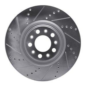 R1 2017-2025 Alfa Romeo Stelvio Front Left Drilled & Slotted Silver Brake Rotor (EDZ-16012L)