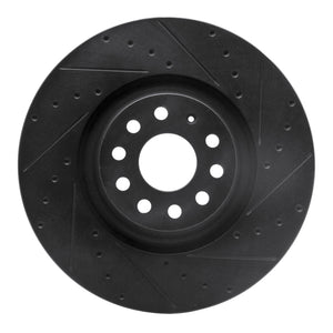R1 2022+ Volkswagen GTI Mk 8 Front Right Drilled & Slotted Black Brake Rotor (ECB-74034R)