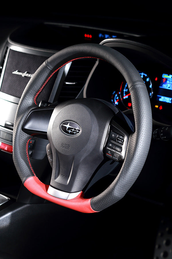 DAMD D-Shape Steering Wheel Red Formula - 11-16 Impreza, 12-14 Legacy / Outback, 14-16 Forester, & 13-16 Crosstrek