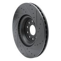 R1 2022+ Volkswagen GTI Mk 8 Front Left Drilled & Slotted Black Brake Rotor
