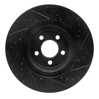 R1 2005-2023 Chrysler 300 Front Left Drilled & Slotted Black Brake Rotor