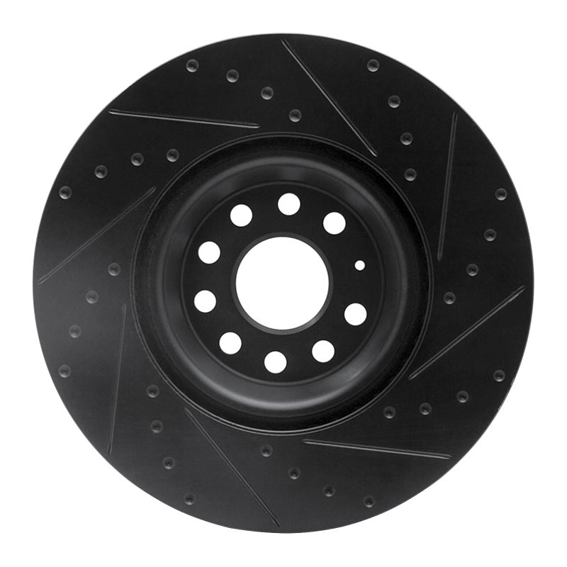 R1 2022+ Volkswagen GTI Mk 8 Front Left Drilled & Slotted Black Brake Rotor