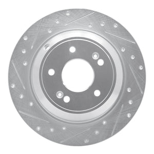 R1 Concepts Genesis G70 Rear Left Drilled & Slotted Silver Brake Rotor (Part Number: RNC631-21041L)