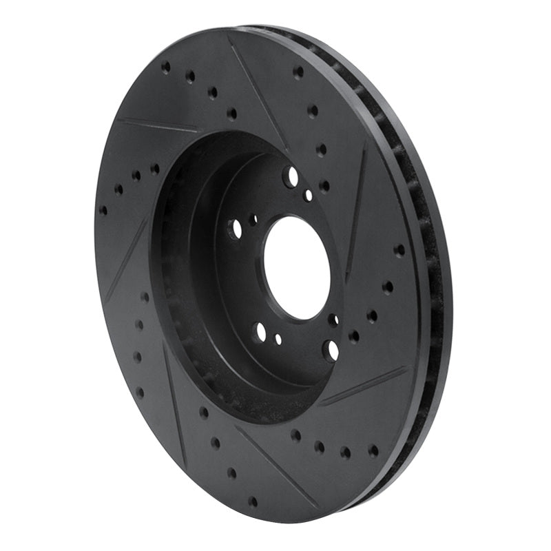 R1 1999-2014 Acura TL Front Left Drilled & Slotted Black Brake Rotor