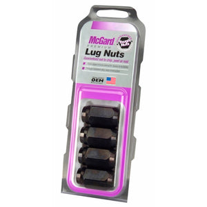 McGard Hex Lug Nut (Cone Seat) M12X1.5 / 13/16 Hex / 1.5in. Length (4-pack) - Black (64031)