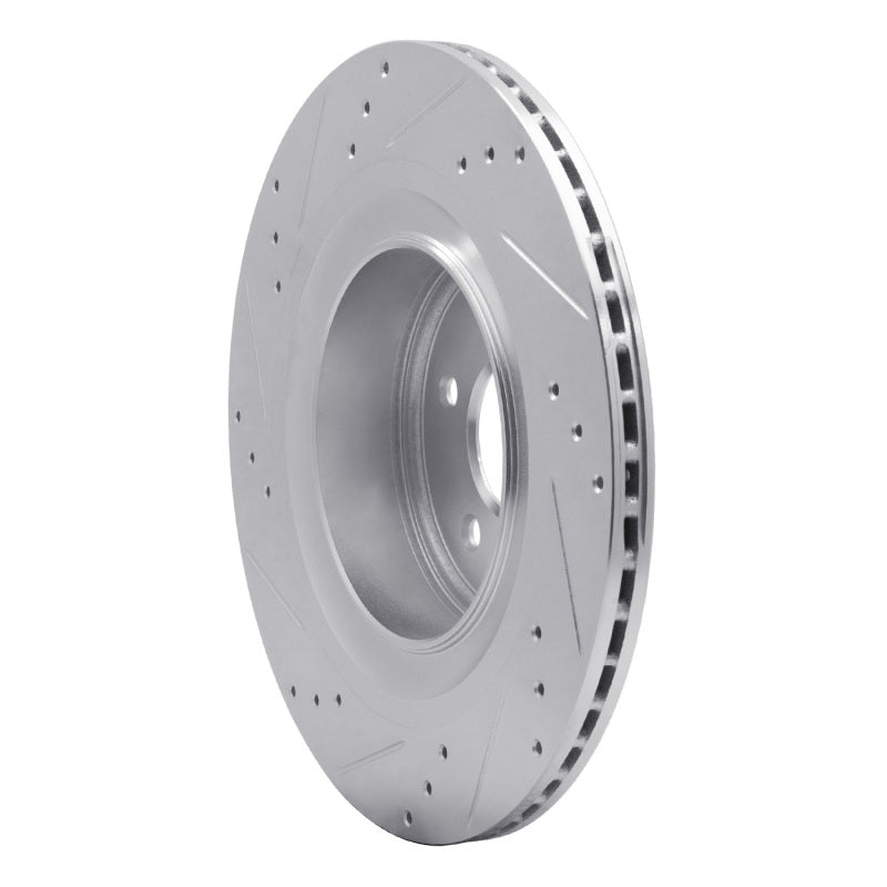 R1 2008-2025 Infiniti G37 Rear Right Drilled & Slotted Silver Brake Rotor