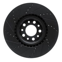 R1 2017-2025 Alfa Romeo Stelvio Front Right Drilled & Slotted Black Brake Rotor