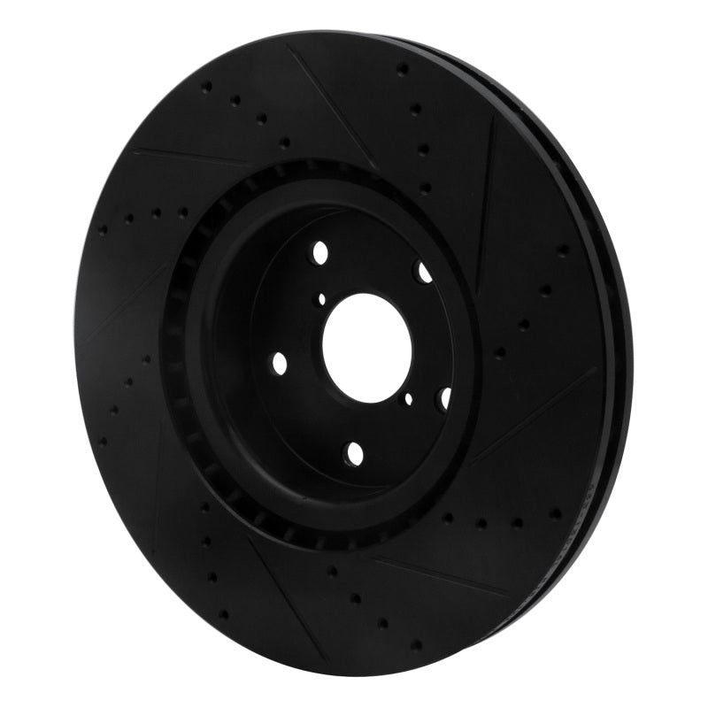 R1 2005-2020 Subaru Impreza Front Left Drilled & Slotted Black Brake Rotor