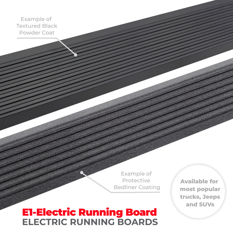 Go Rhino 23-24 Toyota Sequoia 4dr (Excl. Hybrid) E1 Electric Running Board Kit - Bedliner Coating (20443974T)