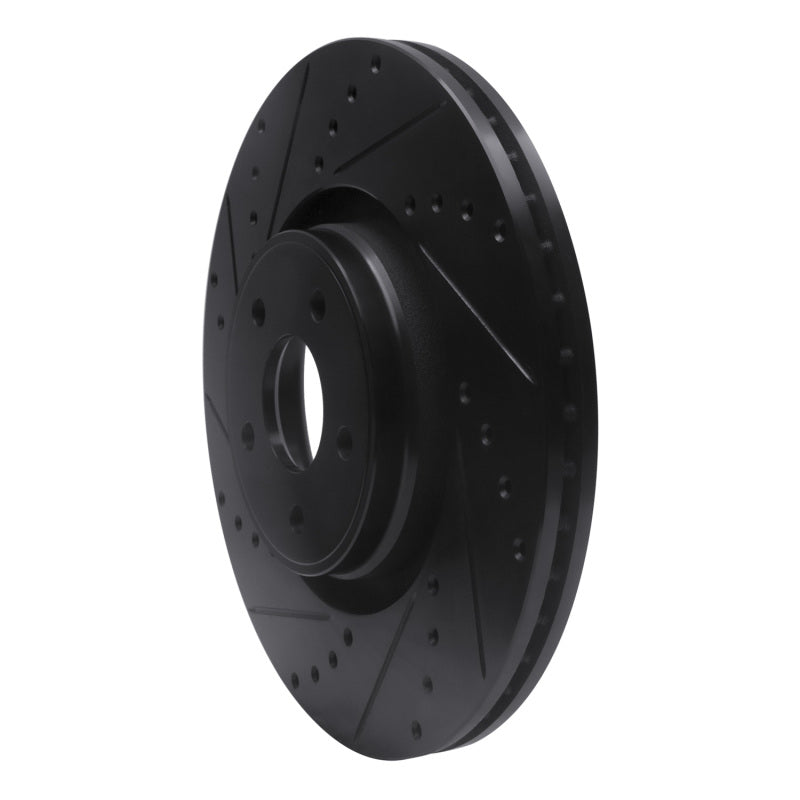 R1 2014-2019 Ford Focus Front Left Drilled & Slotted Black Brake Rotor