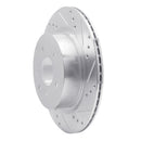 R1 2005-2025 Infiniti M35 Rear Right Drilled & Slotted Silver Brake Rotor