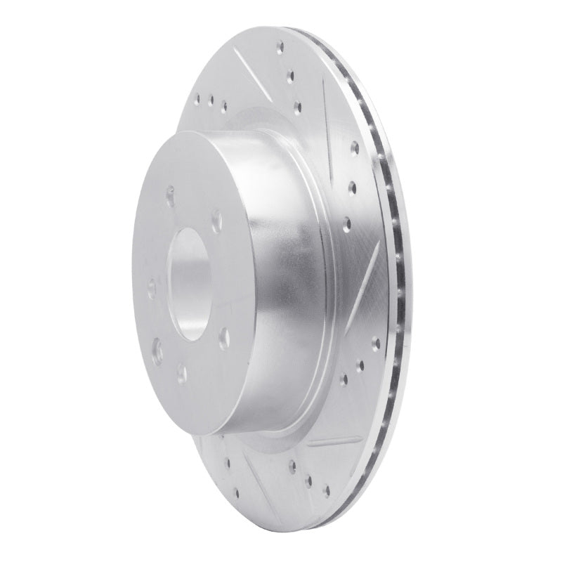 R1 2005-2025 Infiniti M35 Rear Right Drilled & Slotted Silver Brake Rotor