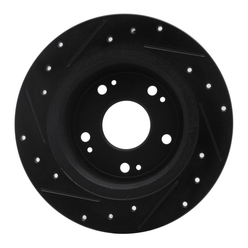 R1 2005-2022 Acura TSX Rear Right Drilled & Slotted Black Brake Rotor