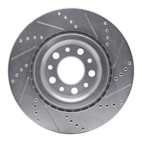 R1 2017-2025 Alfa Romeo Stelvio Rear Left Drilled & Slotted Silver Brake Rotor