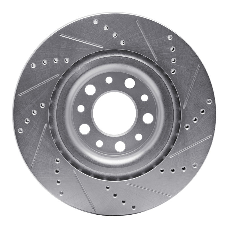 R1 2017-2025 Alfa Romeo Stelvio Rear Left Drilled & Slotted Silver Brake Rotor