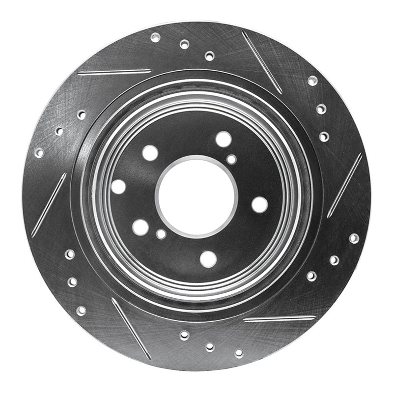 R1 1989-1996 Nissan 300ZX Turbo Rear Left Drilled & Slotted Silver Brake Rotor