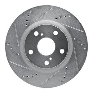 R1 Concepts Lexus ES300H Front Left Drilled & Slotted Silver Brake Rotor (Part Number: RNC631-76080L)
