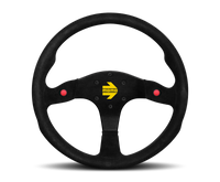 MOMO MOD80 350mm Black Suede and Black Spokes Steering Wheel