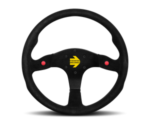 MOMO MOD80 350mm Black Suede and Black Spokes Steering Wheel