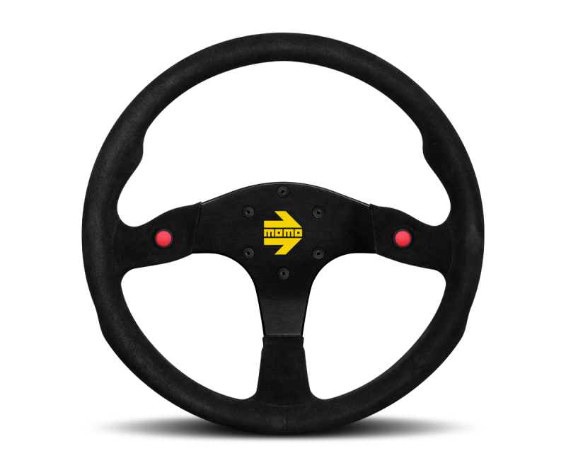 MOMO MOD80 350mm Black Suede and Black Spokes Steering Wheel