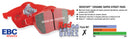 EBC Redstuff Ceramic Rear Brake Pads for Subaru Legacy and Outback - Part Number ebcdp32257c