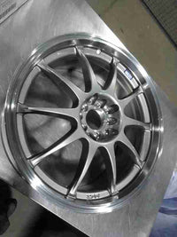 Enkei J10 18x7.5 5x100/114 38mm Offset 72.6mm Bore Dia Silver w/ Machined Lip Wheel — Incomplete: Missing from the edge of the inner rim