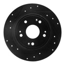 R1 2005-2022 Acura TSX Rear Left Drilled & Slotted Black Brake Rotor