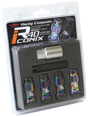 Project Kics 12X1.50 R40 Iconix Neochrome 4PC Lug Nut Lock Set