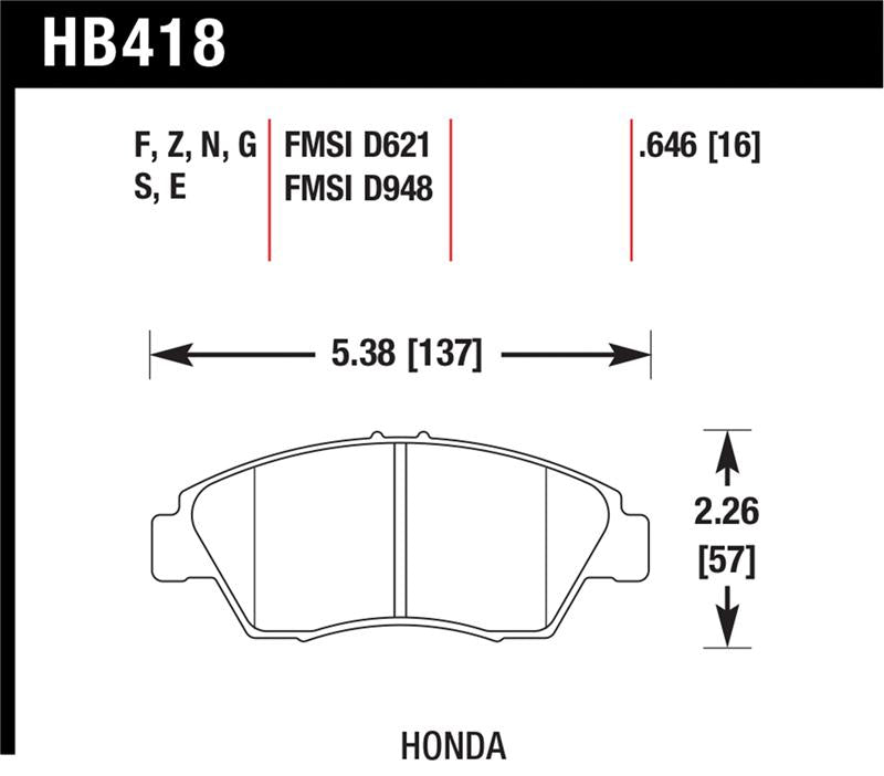 Hawk 02-06 RSX (non-S) Front / 03-11 Civic Hybrid / 04-05 Civic Si HP DTC-60 Front Race Brake Pads