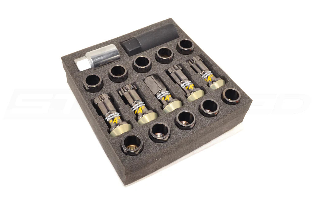 Project Kics R40 12x1.50 16 + 4(Locks) Open LugNuts - Black Chrome