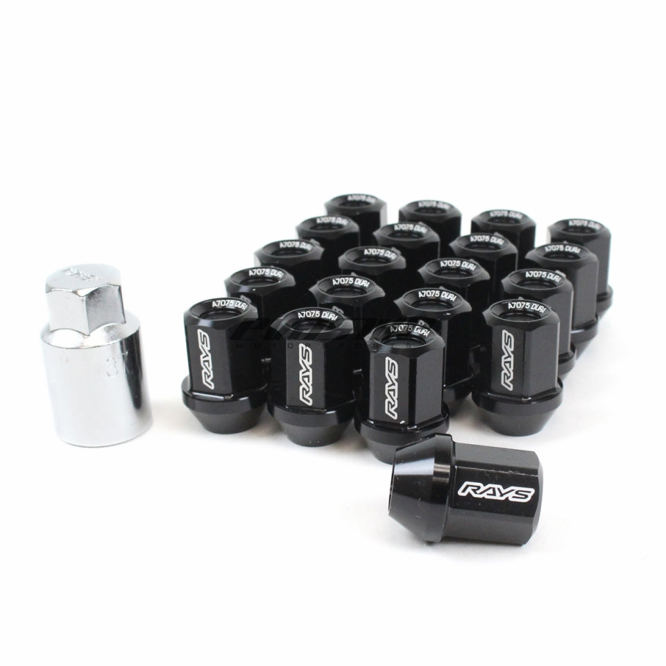Rays Dura-Nut L32 Straight Type 12x1.25 Lug Nut Set 16 Lug 4 Lock Set - Black
