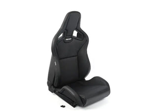 Asiento Recaro Sportster CS LH en cuero negro con. Logotipo de cuero negro/plata.