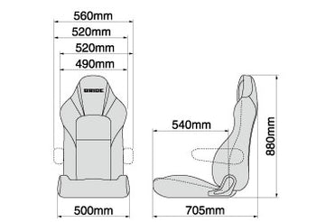 Bride Streams Cruz Reclinable Seat in Black Synthetic Leather | Armrest not included
