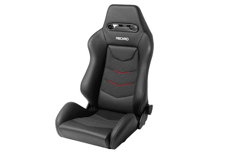 Asiento del pasajero Recaro Speed ​​V | Detalles de cuero negro/ante rojo (7227110.2.3169)