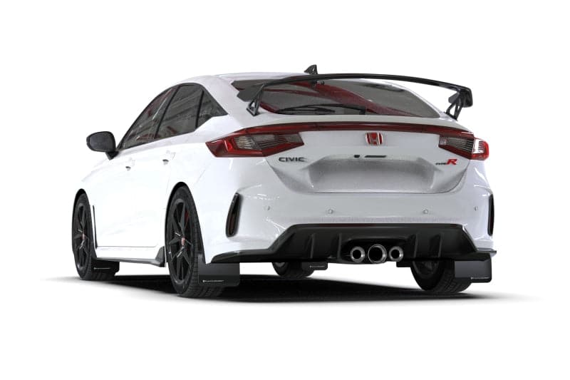 Rally Armor 2023+ Honda Civic Type R Black Mud Flap White Logo (MF97-UR-BLK-WH)