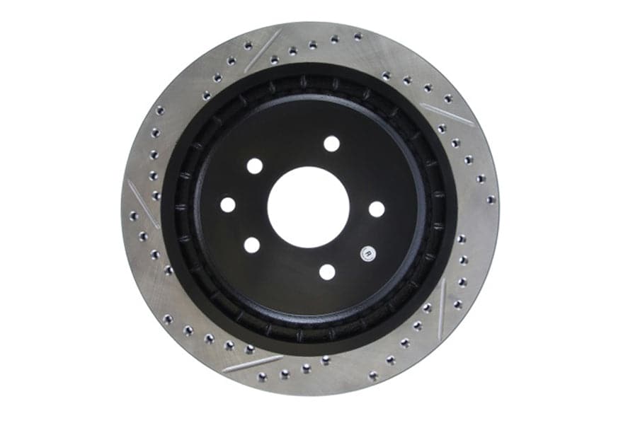 Stoptech 2009-2019 Nissan 370Z SportStop Rotor trasero derecho ranurado y perforado (st127.42101R)