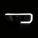 ANZO 2016-2021 Toyota Tacoma Proyector Faros delanteros con estilo de tablón Switchback negro con ámbar con DRL