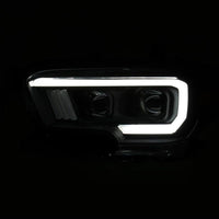 ANZO 2016-2021 Toyota Tacoma Proyector Faros delanteros con estilo de tablón Switchback negro con ámbar con DRL