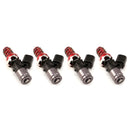 Injector Dynamics Inyectores de 1340 cc, 48 mm de longitud, parte superior dorada/Denso de 11 mm y cojín bajo -204 (juego de 4)