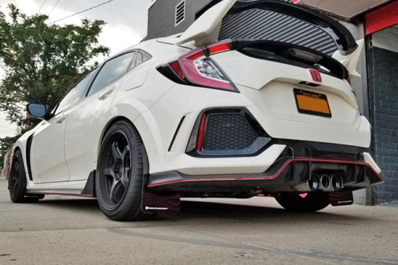 Rally Armor 17+ Honda Civic Type R UR Faldilla guardabarros blanca con logotipo rojo