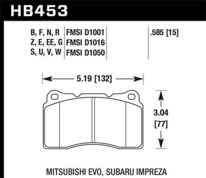 Hawk 03-06 Evo / 04-09 STi / 09-10 Genesis Coupe (Pista) / 2010 Camaro SS DTC-70 Race Pastillas de freno delanteras (HB453U.585)