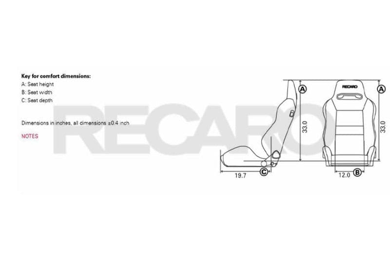 Asiento del pasajero Recaro Speed ​​V | Detalles de cuero negro/ante rojo (7227110.2.3169)