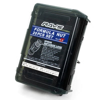 Rays Black 14x1.50 Formula FN-II Juego de tuercas de seguridad 20 orejetas especiales con. Gorra negra
